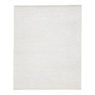 2020s Ivory Modern Moroccan Style Wool Rug With Geometric Seamless Design For Sale