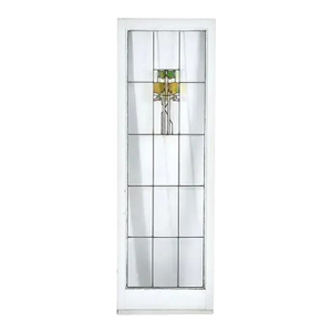 George W. Maher Prairie School Stained Glass Floral Hollyhock Window, 1906
