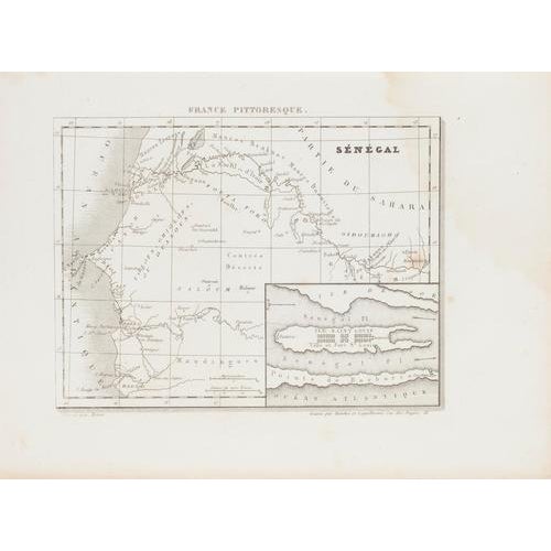 Map of Senegal is an original etching realized by an anonymous engraver of the 19th Century. Printed in series of "France...