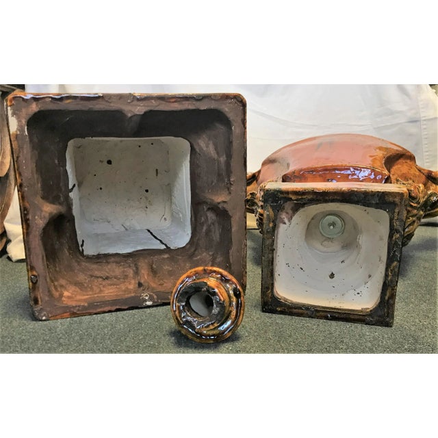 Italian Ceramic Large Lidded Urn on Pedestal For Sale - Image 11 of 12