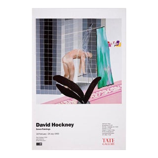 1992 David Hockney Original "Man in Shower in Beverly Hills 1964" Tate Exhibition Poster For Sale