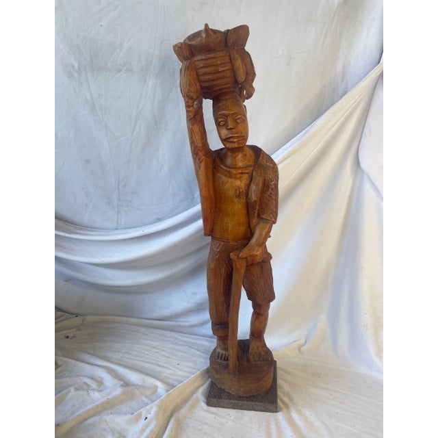 Vintage 1934 Tall Standing Wood Figure For Sale - Image 10 of 10