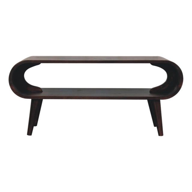 Walnut-Finish Mango Wood Scandinavian Coffee Table For Sale