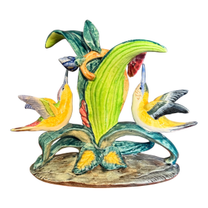 Vintage Stangl Hummingbirds Ceramic Figurine 3599 With Flowers