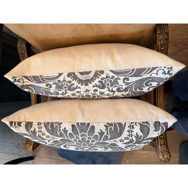 Traditional Pair of Vintage Fortuny Caravaggio Fabric Pillows For Sale - Image 3 of 4