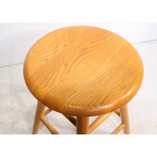 1990s Solid Wood Swivel Seat Counter Stool For Sale - Image 5 of 8
