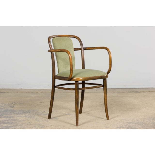 1950s Thonet Bentwood Armchairs in Willow Green Velvet – Pair For Sale - Image 9 of 18