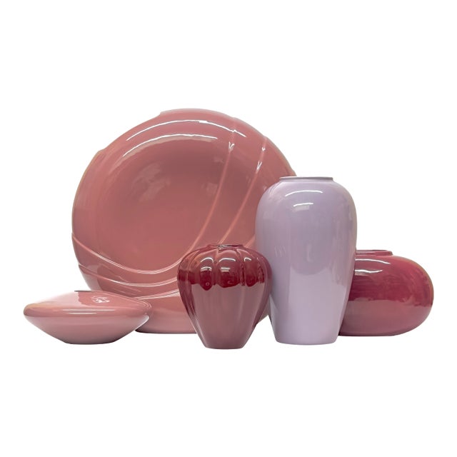 Monolithic Symphony in Mauve Lavender and Deep Cherry Vessels - Group of 5 For Sale