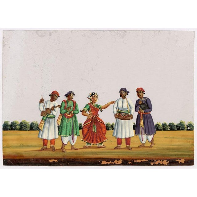 Indian Company School, Nautch Dancing Girl & Musicians, 1800s, Gouache on Paper For Sale - Image 6 of 9