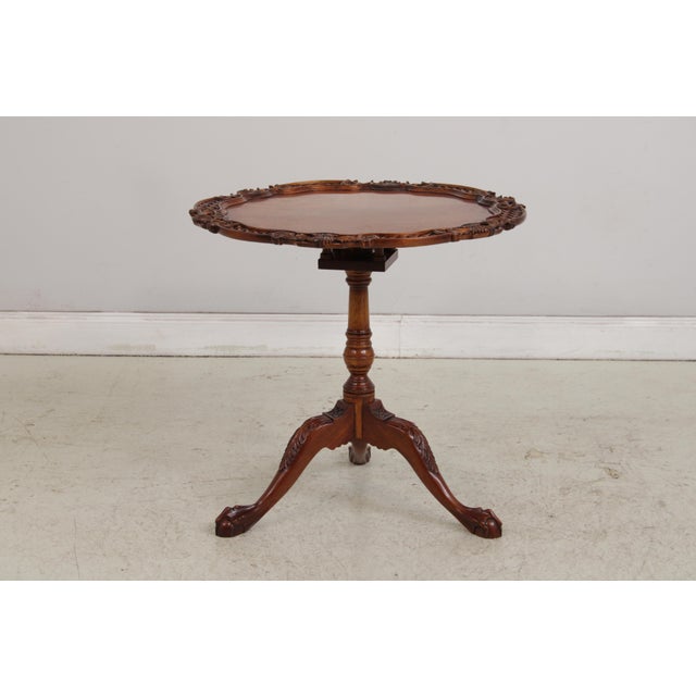 English Vintage Revolving Mahogany Pie Crust Tilt Top Table For Sale - Image 4 of 18