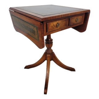 Side Table with Drop Leaf and Leather by Bevan Funnell, 1950s For Sale