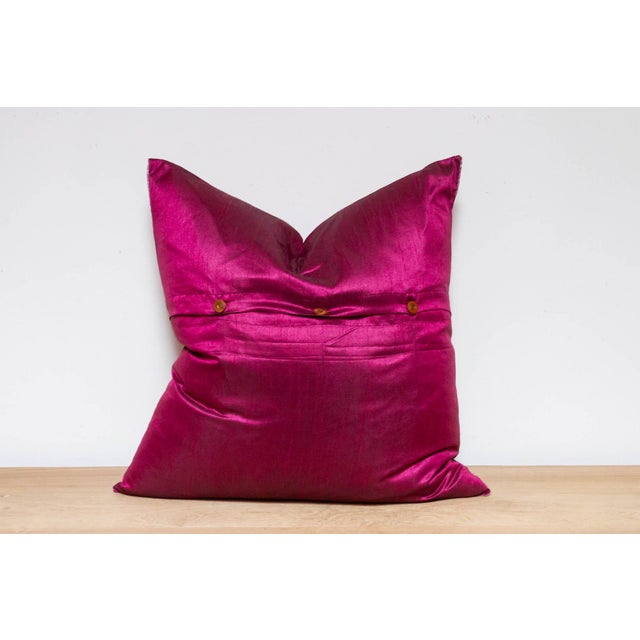 Magenta Festive Silk Euro Pillow Cover For Sale In Los Angeles - Image 6 of 7