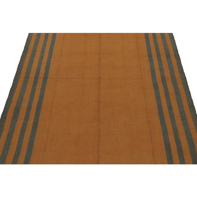 Contemporary Rug & Kilim’s Textural Modern Kilim in Orange With Blue Stripes For Sale - Image 3 of 7