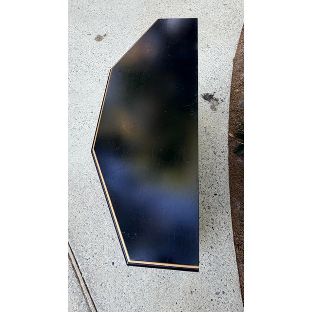 1960s Black Lacquered Chinoiserie Handpainted Demi Lune Cabinet For Sale - Image 5 of 12