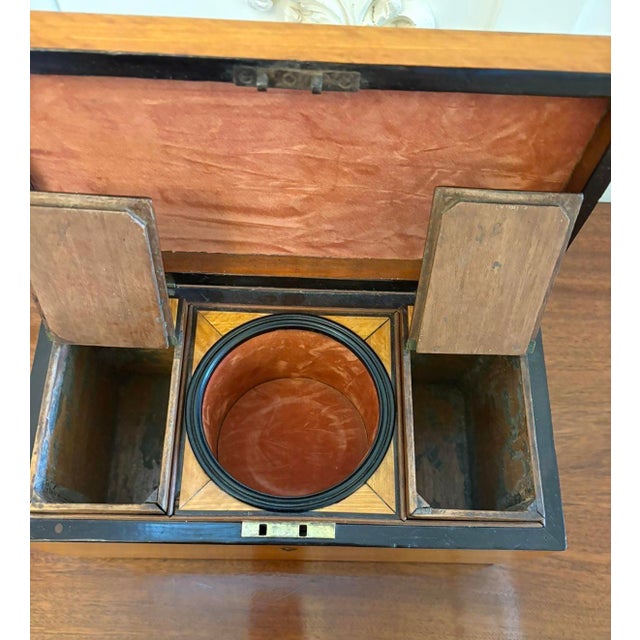 Late 18th Century Antique Georgian Satinwood Tea Caddy Box with Glass Bowl and Mixing Stick, 1780 For Sale - Image 5 of 9