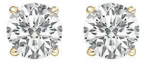 14K Yellow Gold 4.0 Cttw Round Lab Grown Diamond Solitaire Stud Earrings with Screw Backs