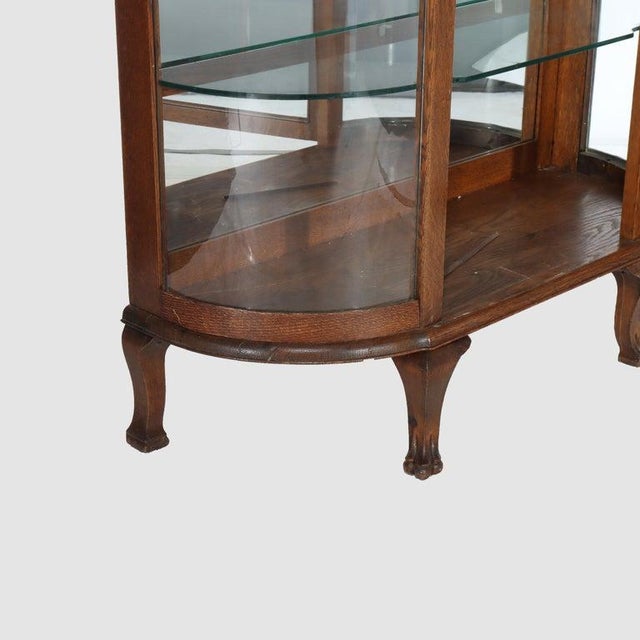 Antique Rj Horner Foliate Carved Oak China Cabinet With Mirror Circa 1900, Attributed For Sale - Image 12 of 17