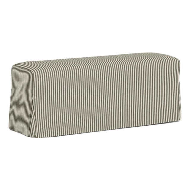 Slipcover for Stoffer Home x Cloth & Company for Lindy Slipcover Dining Bench in Jane Stripe Laurel For Sale