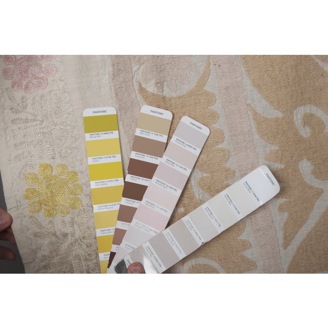 Neutral Suzani Wall Hanging 8'7'' X 11'10'' - Bedspread For Sale - Image 10 of 10