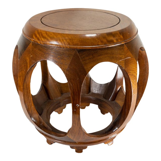 Mid-Century Asian Modern Chinoiserie Rosewood Stool For Sale