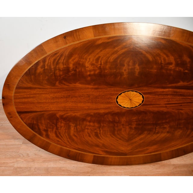 Traditional 1920 Antique Hekman English Regency Mahogany Banded Satinwood Inlay Coffee Table For Sale - Image 3 of 10