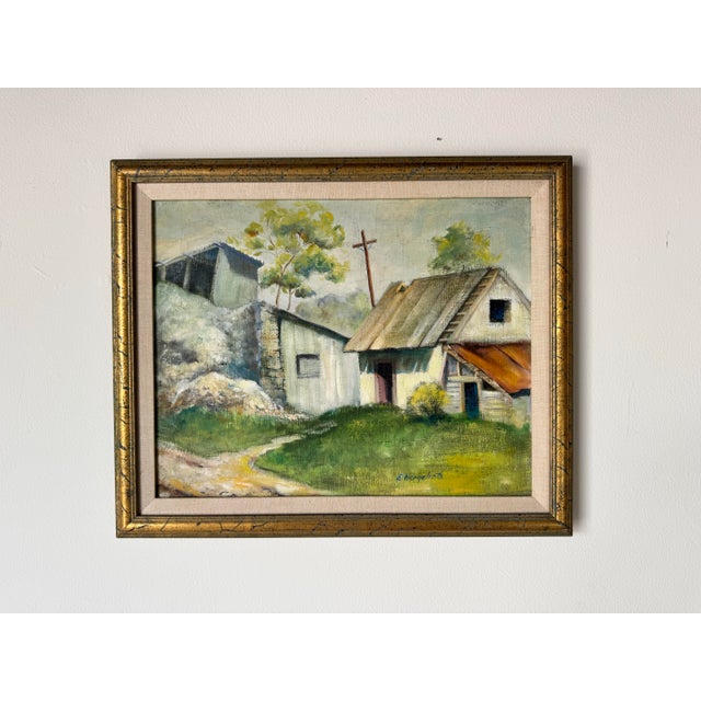 Mid-Century Modern 1948 Vintage Countryside Landscape Oil on Canvas Painting by Edward Hergelroth For Sale - Image 3 of 11