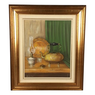 Paolo Polli, Still Life, 1980s, Oil on Canvas, Framed For Sale