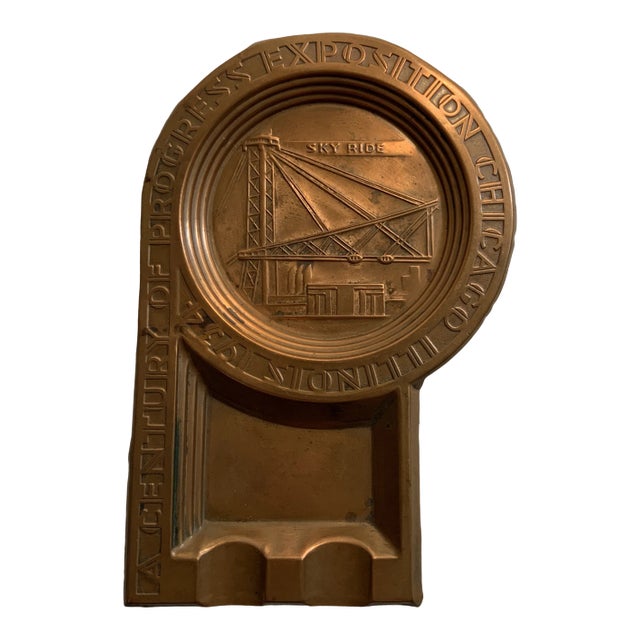 1930s 1934 Deco Copper Ashtray For Sale