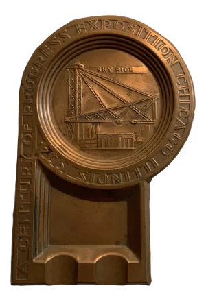 1930s 1934 Deco Copper Ashtray