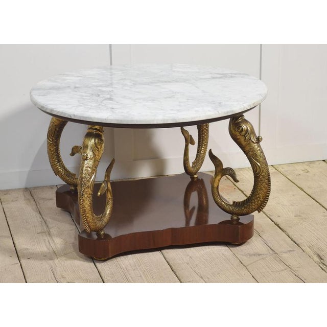 Marble and Gilt Metal Dolphin Coffee Table, 1890s For Sale - Image 6 of 6