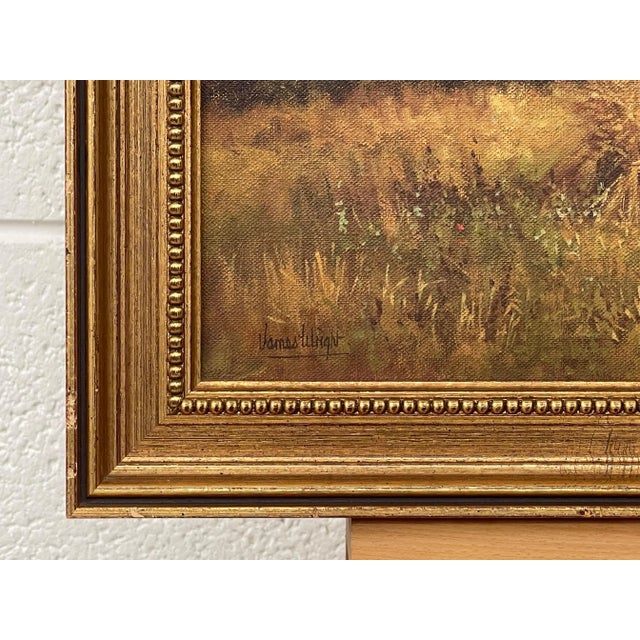 Traditional James Wright, Farm Scene with Haystacks in the English Countryside by Realist Landscape Artist, 1990 Circa For Sale - Image 3 of 13