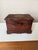Vintage Hand Carved Imported Mahogany With Brass Inlay Jewelry Box For Sale - Image 9 of 10