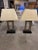Metal Pair of Modern Brushed Robert Abbey Style Metal Open-Frame Table Lamps For Sale - Image 7 of 10