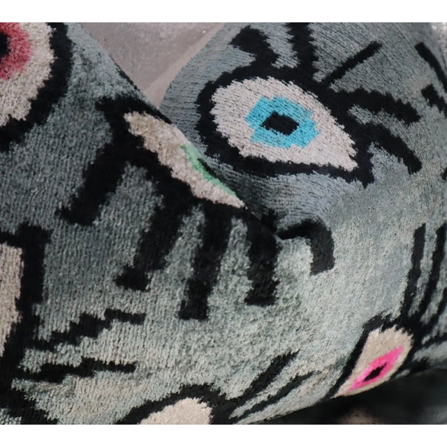 Textile Contemporary Handmade Velvet Evil Eye Good Luck Throw Pillow & Down Feather Insert For Sale - Image 7 of 9