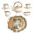 Antique Gold & White Porcelain Flower Petals Demitasse Tea Service - Set of 8 For Sale