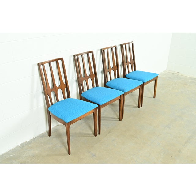 Broyhill Brasilia Broyhill Brasilia Mid-Century Modern Sculpted Walnut Dining Chairs, Set of Four For Sale - Image 4 of 11