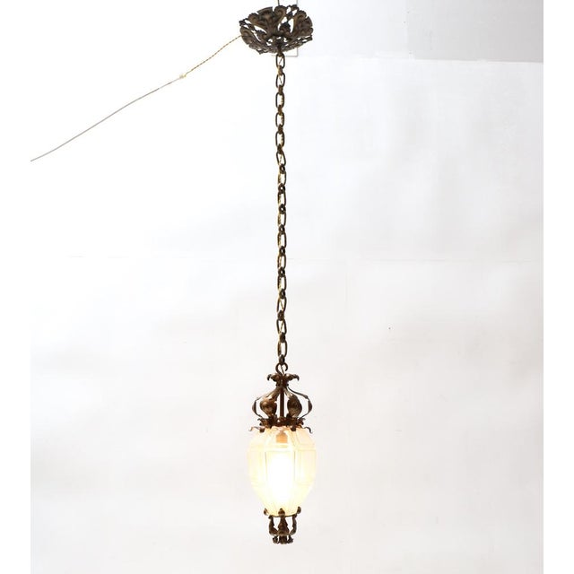 Patinated Brass Arts & Crafts Lantern, 1900s For Sale - Image 3 of 17