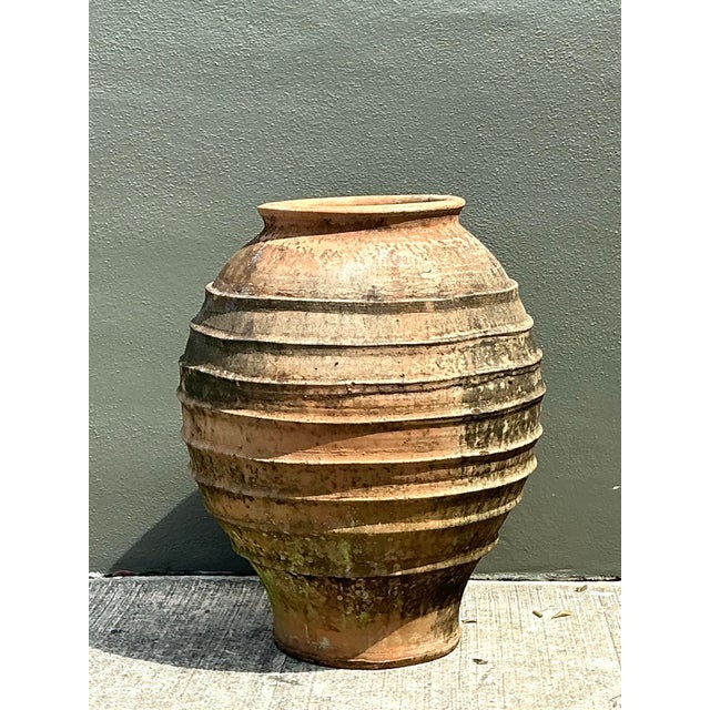 Vintage Monumental Patinated Terra Cotta Urn For Sale - Image 9 of 12