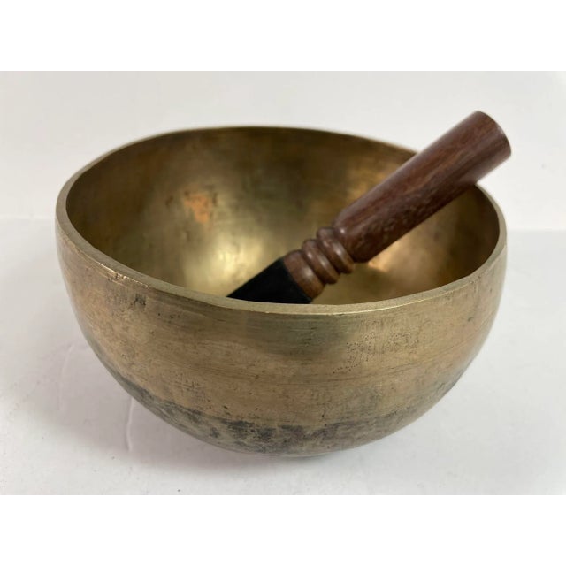 Asian Bronze Singing Hammered Bowl 1950s For Sale - Image 12 of 12