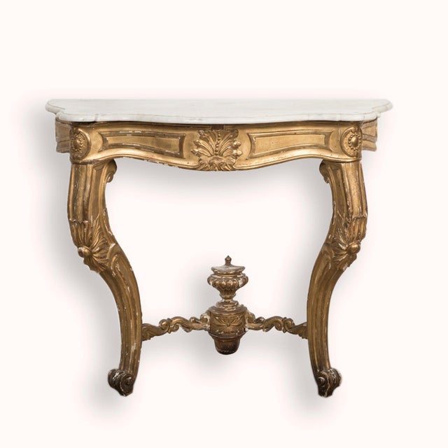 Antique French Louis XV Giltwood Console or Side Table, 19th Century For Sale - Image 11 of 11