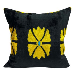 Velvet Silk Cushion Cover with Flower Design, 2000s For Sale