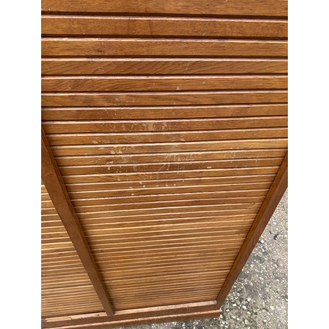 Oak Double Column Roll-Top Filing Cabinet, 1950s For Sale - Image 6 of 18