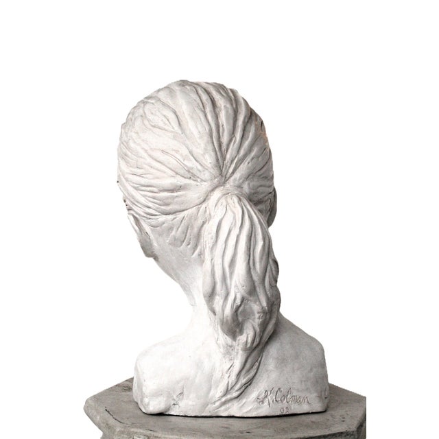 2000 - 2009 Signed Bust Plaster Sculpture of a Young Girl For Sale - Image 5 of 6