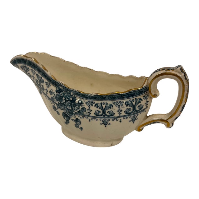 Late 19th Century Blue and White Gravy Boat For Sale