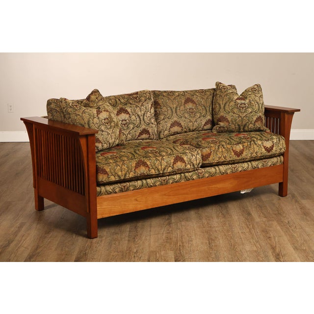 Mission Stickley Mission Collection 'Fayetteville' Cherry Frame Sofa For Sale - Image 3 of 18