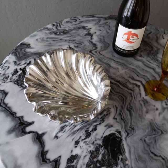 Contemporary Silver Chrome Scalloped Clam Seashell Centerpiece Bowl For Sale - Image 3 of 12