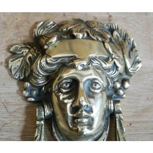 Antique Victorian Brass Head of Dionysus Door Knocker, 1890s For Sale - Image 4 of 8