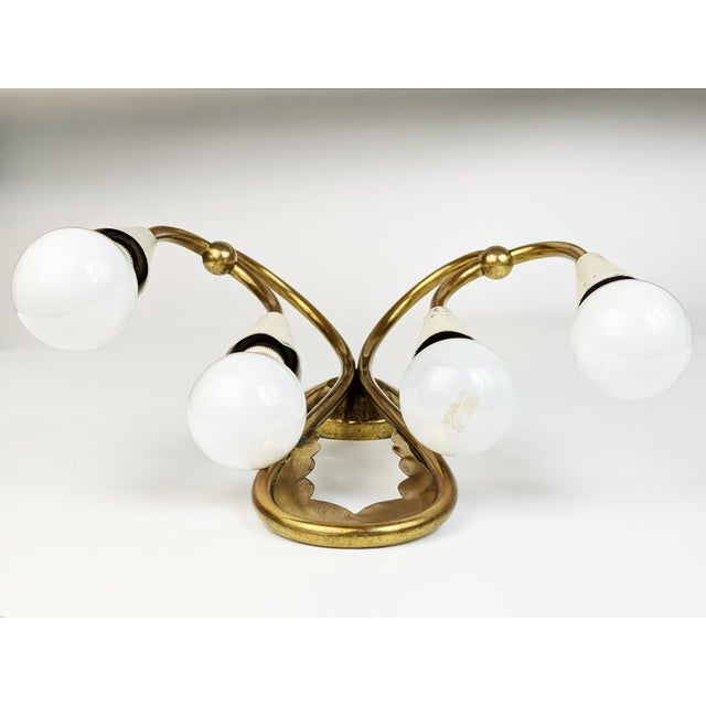 Ivory Metal and Brass Four-Light Wall Lamps, 1950s, Set of 4 For Sale - Image 11 of 18