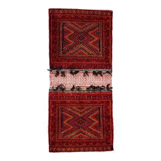 Vintage Red Wool Afghan Baluchistan Tribal Saddlebag For Sale