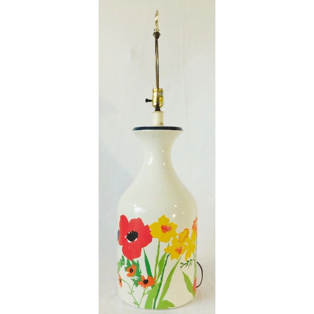 Large Vintage Mid Century White Ceramic Floral Milk Jug Table Lamp Chairish